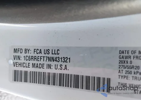 2022 Ram 1500 Big Horn 4X2 5'7 Box из США, поврежденный, VIN 1C6RREFT7NN431321